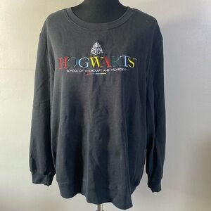 Hogwarts Harry Potter Black Crewneck Sweatshirt Embroidered Sz XL